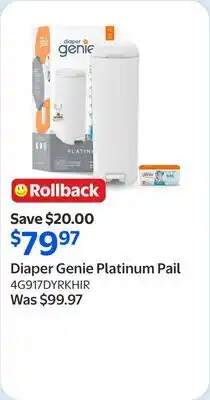 Walmart Diaper Genie Platinum Pail offer