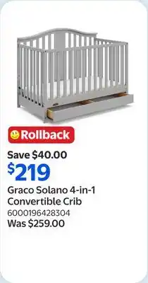 Walmart Graco Solano 4-in-1 Convertible Crib offer