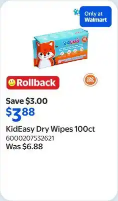 Walmart KidEasy Dry Wipes 100ct offer