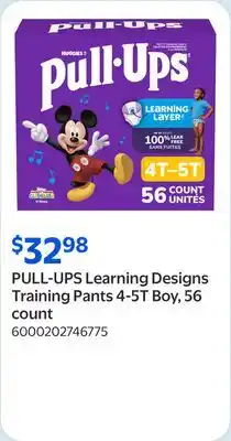 Walmart PULL-UPS Learning Designs Training Pants 4-5T Boy, 56 count offer