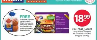 Rexall M&M FOOD MARKET Angus Beef Burgers or Gourmet Chicken Burgers offer