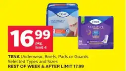 Rexall TENA Underwear, Briefs, Pads or Guards offer