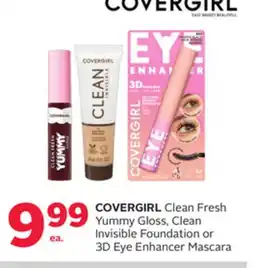Rexall Clean Fresh Yummy Gloss, Clean Invisible Foundation or 3D Eye Enhancer Mascara offer