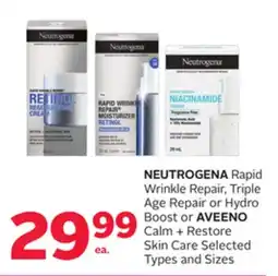 Rexall NEUTROGENA Rapid Wrinkle Repair, Triple Age Repair or Hydro Boost or AVEENO Calm + Restore Skin Care offer