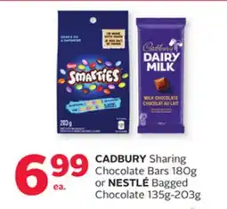 Rexall CADBURY Sharing Chocolate Bars 180g or NESTLÉ Bagged Chocolate 135g-203g offer