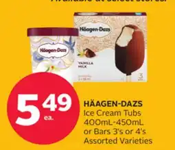 Rexall HÄAGEN-DAZS Ice Cream Tubs 400mL-450mL or Bars 3's or 4's offer