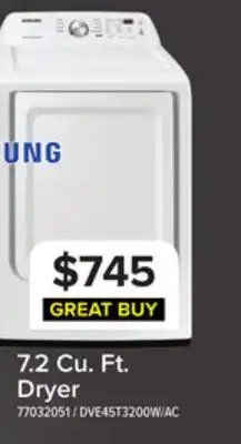 Leon's Samsung White Electric Dryer with Sensor Dry (7.2 Cu.Ft) - DVE45T3200W/AC offer