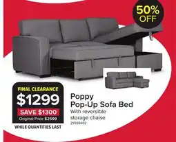 Leon's Poppy Pop-Up Sofa Bed - Grey offer