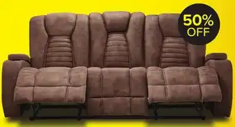 Leon's Dallas Reclining Sofa With Drop Down Table - Mocha offer