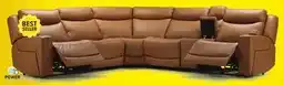 Leon's Jackson Leather 6-Piece Power Reclining Sectional with Heat and Massage - Butternut offer