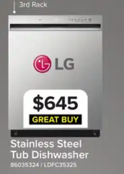 Leon's LG Stainless Steel Dishwasher with 3rd Rack - LDFC3532S offer