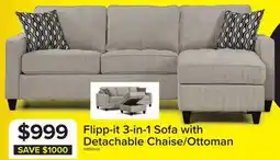 Leon's Flipp-it Sofa with Reversible Chaise/Ottoman - Platinum offer