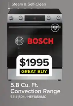 Leon's Bosch Stainless Steel 100 Series Slide-In Electric Range (5.8 Cu. Ft) - HEF1050MC offer