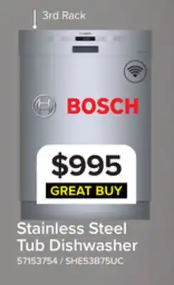 Leon's Bosch Stainless Steel 800 Series Smart 18 Dishwasher with 3rd Rack - SPE68C75UC offer