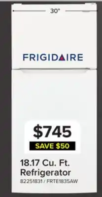 Leon's Frigidaire 29.5 18.17 Cu. Ft. White Top-Freezer Refrigerator - FRTE1835AW offer