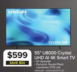 Leon's Samsung 55 Crystal UHD U8000H 4K Vision AI Smart TV - UN55U8000HFXZC offer