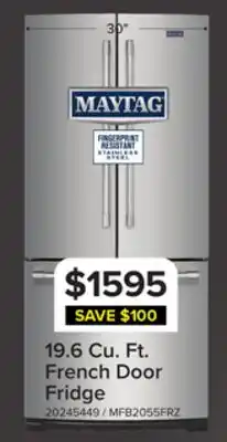 Leon's Maytag 30 19.6 Cu. Ft. Stainless Steel French Door Refrigerator - MFB2055FRZ offer