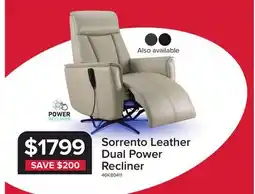 Leon's In Harmony - Sorrento Leather Dual Power Recliner - Grey offer
