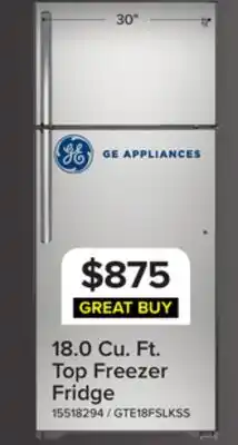 Leon's GE 29.75 18 Cu. Ft. Stainless Steel Top-Freezer Refrigerator - GTE18FSLKSS offer