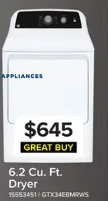 Leon's GE White Electric Dryer with SaniFresh Cycle (6.2 cu.ft.) - GTX34EBMRWS offer