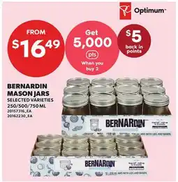 Independent City Market BERNARDIN MASON JARS, 250/500/750 ML offer