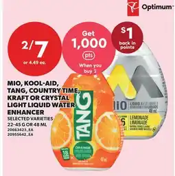 Independent City Market MIO, KOOL-AID, TANG, COUNTRY TIME, KRAFT OR CRYSTAL LIGHT LIQUID WATER ENHANCER, 22-45 G OR 48 offer