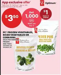 Independent City Market PC FROZEN VEGETABLES, RICED VEGETABLES OR CORN RIBS, 500/750 G offer