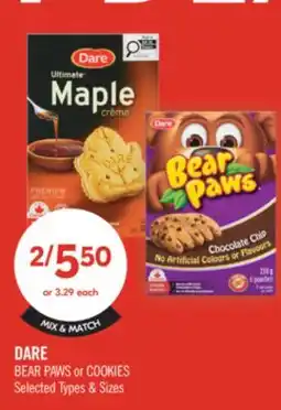 Shoppers Drug Mart DARE BEAR PAWS or COOKIES offer