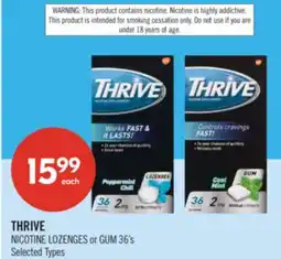 Shoppers Drug Mart THRIVE NICOTINE LOZENGES or GUM offer