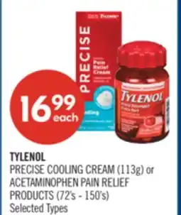 Shoppers Drug Mart TYLENOL PRECISE COOLING CREAM (113g) or ACETAMINOPHEN PAIN RELIEF PRODUCTS (72's - 150's) offer