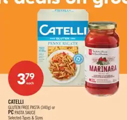 Shoppers Drug Mart CATELLI Philippin GLUTEN FREE PASTA (340g) or PC PASTA SAUCE offer