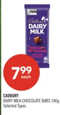Shoppers Drug Mart CADBURY DAIRY MILK CHOCOLATE BARS offer