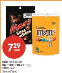 Shoppers Drug Mart MARS BITES (170g). MALTESERS or M&M's (165g) CANDY BAGS offer