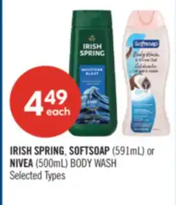 Shoppers Drug Mart IRISH SPRING, SOFTSOAP (591mL) or NIVEA (500mL) BODY WASH offer