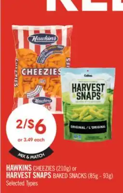 Shoppers Drug Mart HAWKINS CHEEZIES (210g) or HARVEST SNAPS BAKED SNACKS (85g - 93g) offer