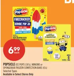Shoppers Drug Mart POPSICLE ICE POPS (18's), MINIONS or SPONGEBOB FROZEN CONFECTION BARS (6's) offer