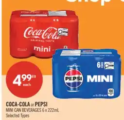 Shoppers Drug Mart COCA-COLA or PEPSI MINI CAN BEVERAGES offer