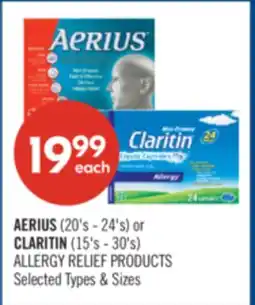 Shoppers Drug Mart AERIUS (20's - 24's) or CLARITIN (15's - 30's) ALLERGY RELIEF PRODUCTS offer