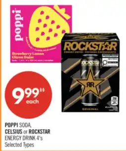 Shoppers Drug Mart POPPI SODA, CELSIUS or ROCKSTAR ENERGY DRINK 4's offer
