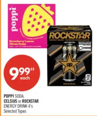 Shoppers Drug Mart POPPI SODA, CELSIUS or ROCKSTAR ENERGY DRINK 4's offer