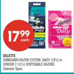 Shoppers Drug Mart GILLETTE SKINGUARD RAZOR SYSTEM, DAISY (18's) or SENSOR 2 (15's) DISPOSABLE RAZORS offer