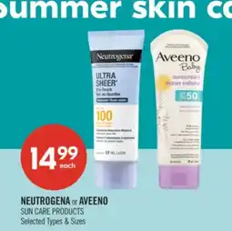 Shoppers Drug Mart NEUTROGENA or AVEENO SUN CARE PRODUCTS offer