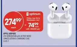 Shoppers Drug Mart APPLE AIRPODS 4TH GENERATION with ACTIVE NOISE CANCELLATION & CHARGING CASE offer