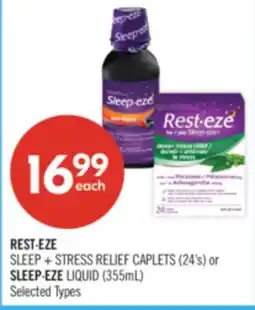 Shoppers Drug Mart REST·EZE SLEEP + STRESS RELIEF CAPLETS (24's) or SLEEP·EZE LIQUID (355mL) offer