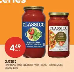 Shoppers Drug Mart CLASSICO TRADITIONAL PIZZA (410mL) or PASTA (410mL - 600mL) SAUCE offer