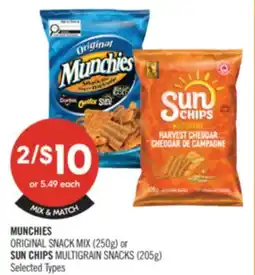 Shoppers Drug Mart MUNCHIES ORIGINAL SNACK MIX (250g) or SUN CHIPS MULTIGRAIN SNACKS (205g) offer