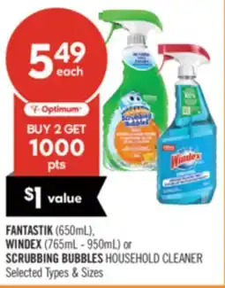 Shoppers Drug Mart FANTASTIK (650mL), WINDEX (765mL - 950mL) or SCRUBBING BUBBLES HOUSEHOLD CLEANER offer