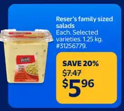 Walmart Reser's family sized salads offer