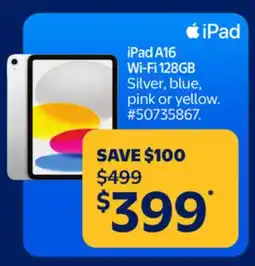 Walmart Apple iPad A16 Wi-Fi 128GB offer