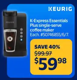 Walmart Keurig K-Express Essentials Plus single-serve coffee maker offer